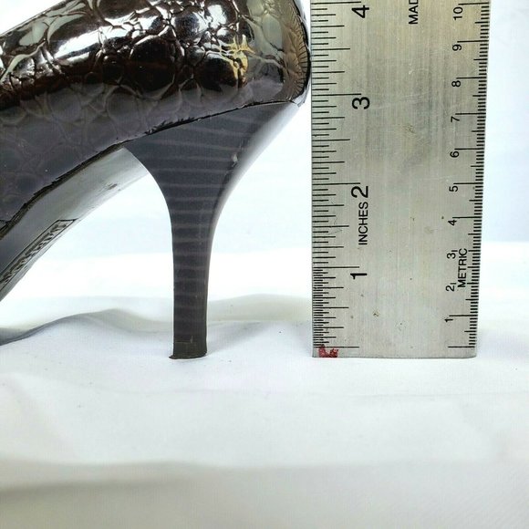 Merona Dark Brown Shoes Faux Crocodile Skin Sz 7.5 - Picture 6 of 8
